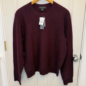 NWT Bloomingdale's 100% Cashmere Pinot Noir Red Crewneck Sweater Size XL